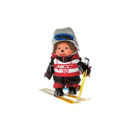 Maskotka małpka monchhichi chłopiec narciarz